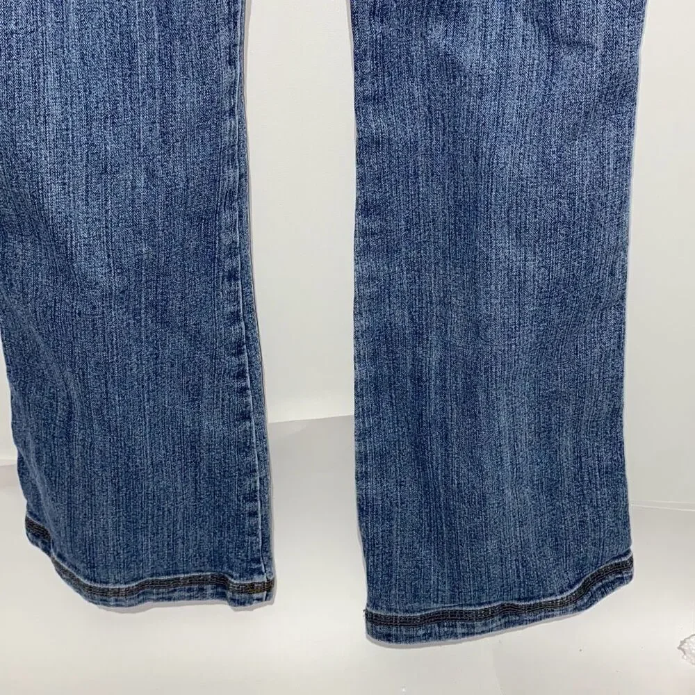 JouJou Womens Bootcut Jeans Medium Wash‎ Embroidered Heart Button Y2K Blue Denim